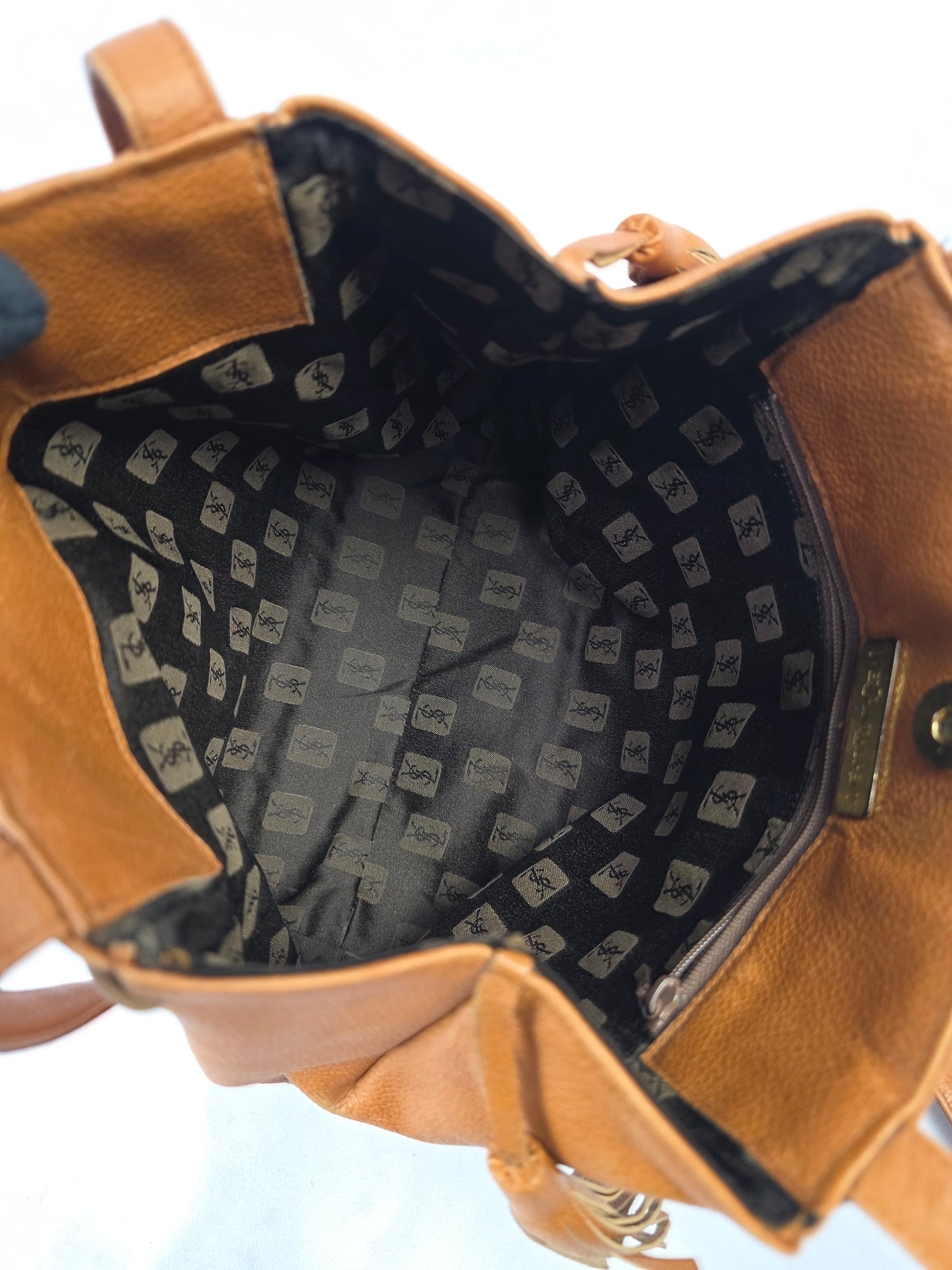 Yves Saint Laurent Vintage Tan Leather Tote Crossbody Bag