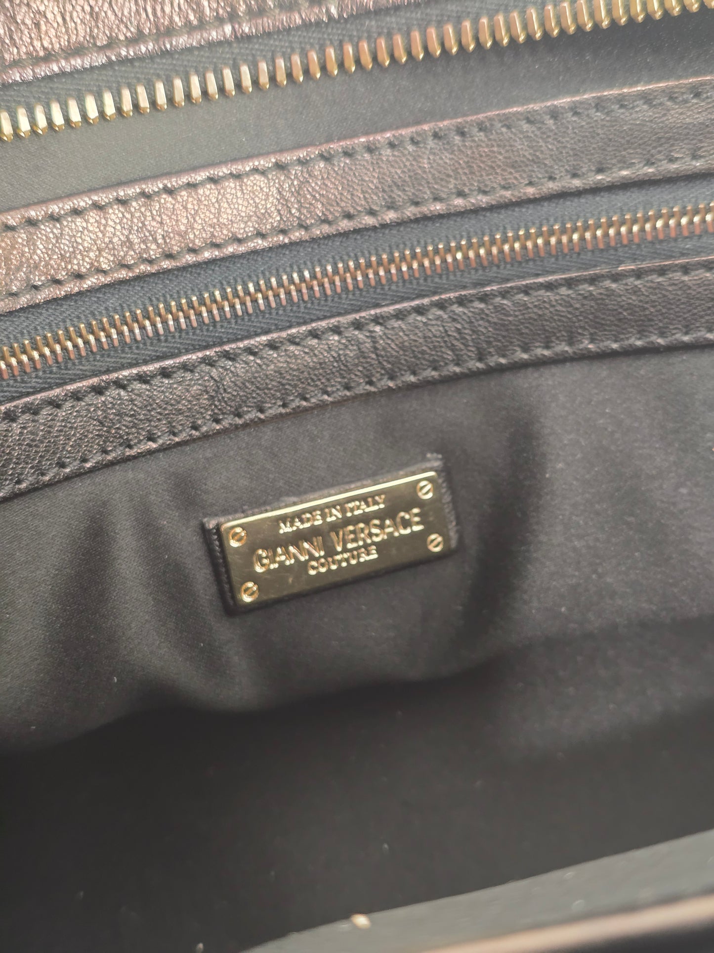 Gianni Versace Vintage Trapuntato Black Calfskin Shoulder Bag