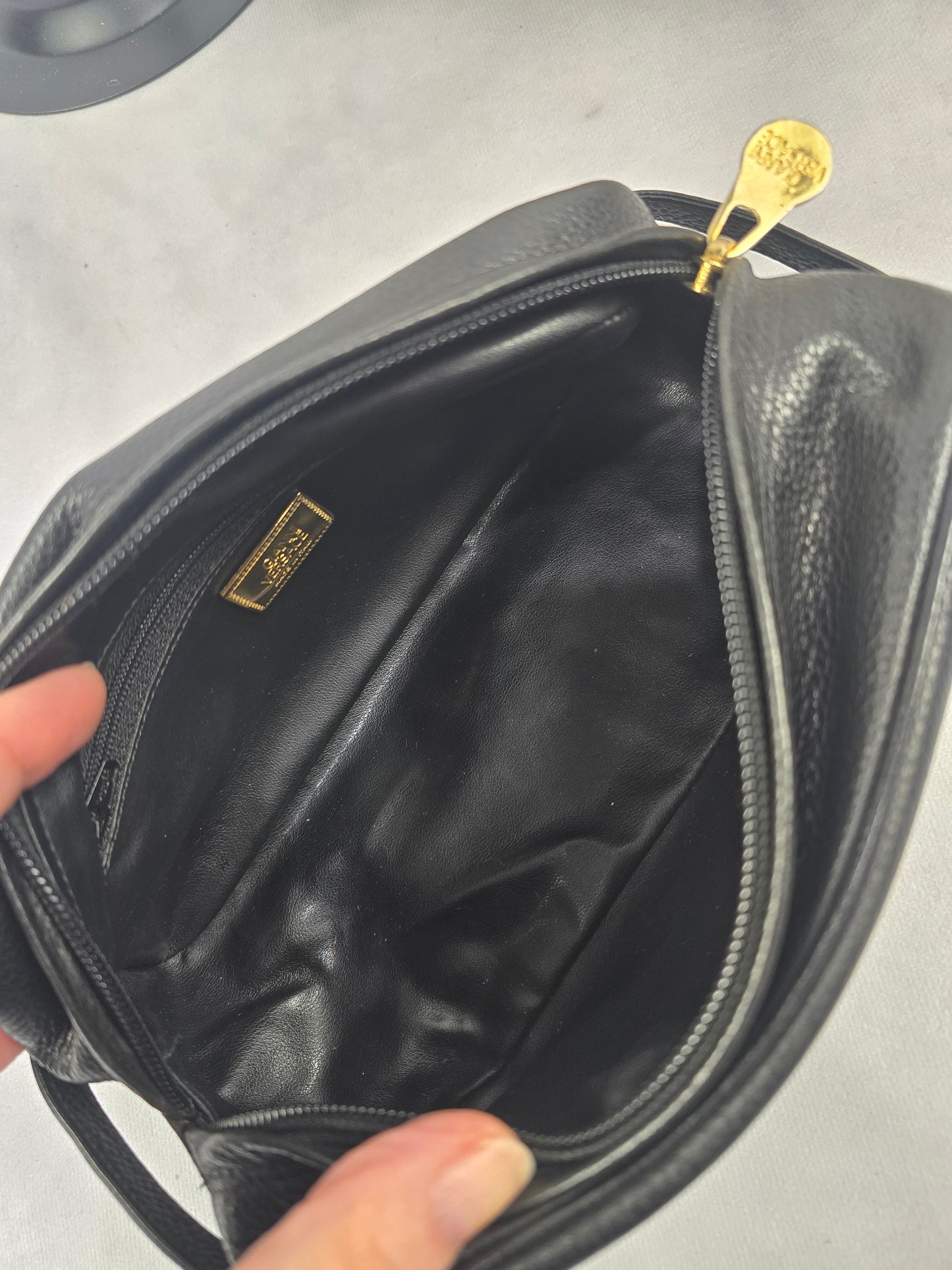 Gianni Versace Vintage Toiletry Pouch in Black Leather
