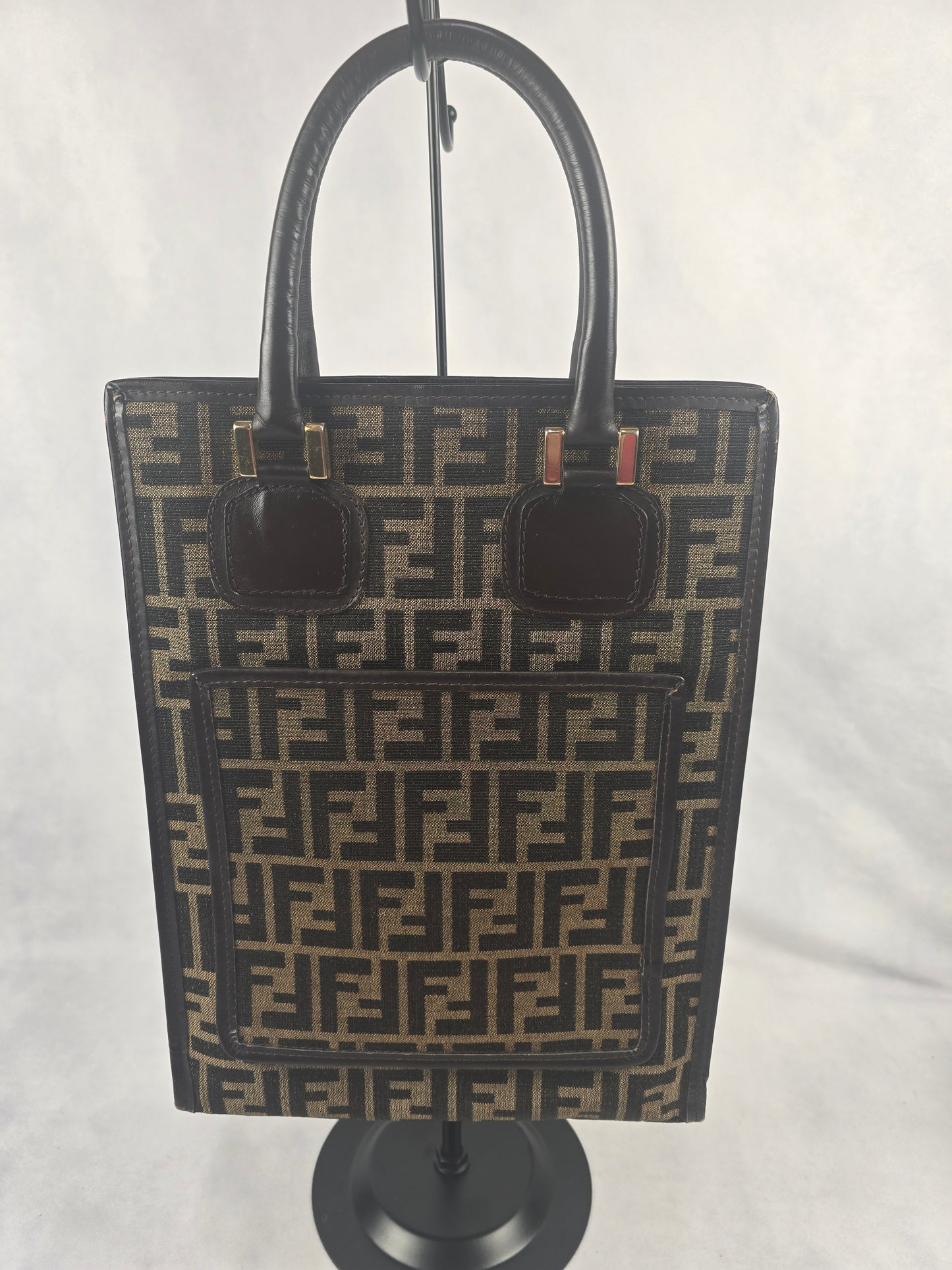Fendi Tobacco Zucca Canvas Tall Tote
