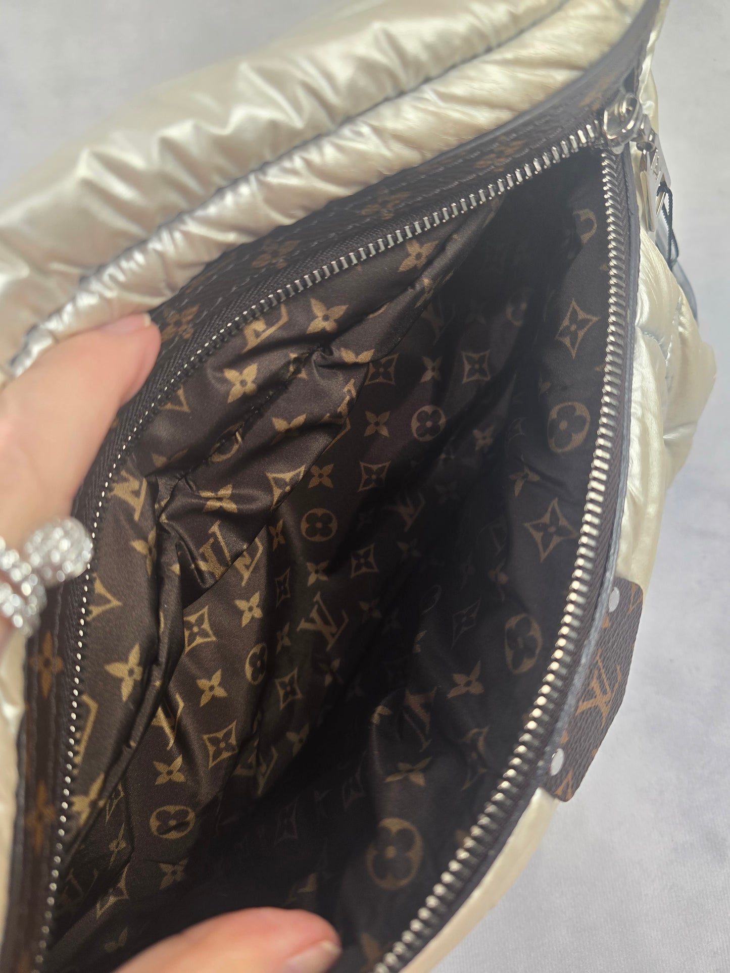 Louis Vuitton Maxi Pillow Bumbag Silver Nylon