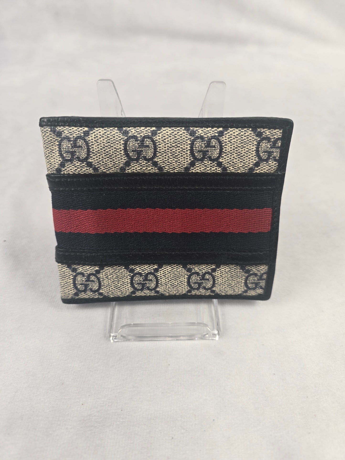 Gucci GG Supreme Monogram Web Mens Ophidia Bifold Wallet in Blue/Beige