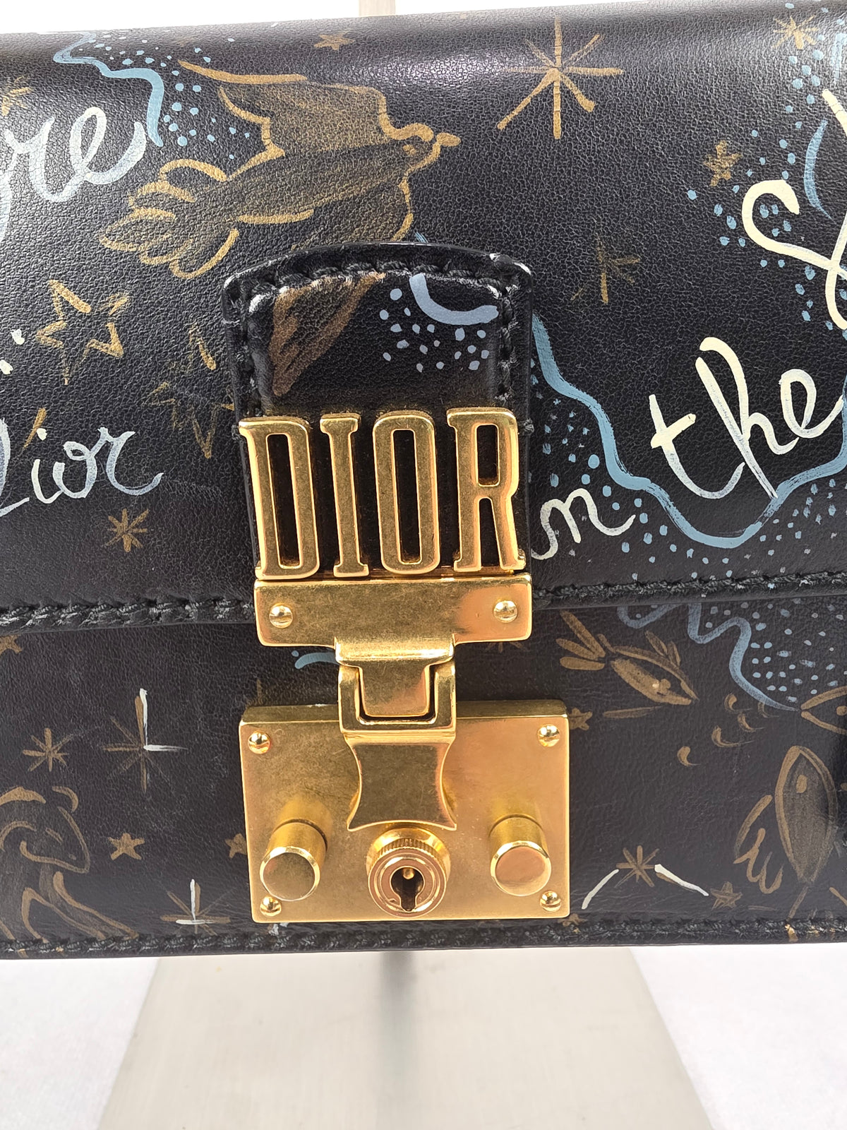 Christian Dior Black Lambskin "Dior In The Sky" Dioraddict Small Flap Bag