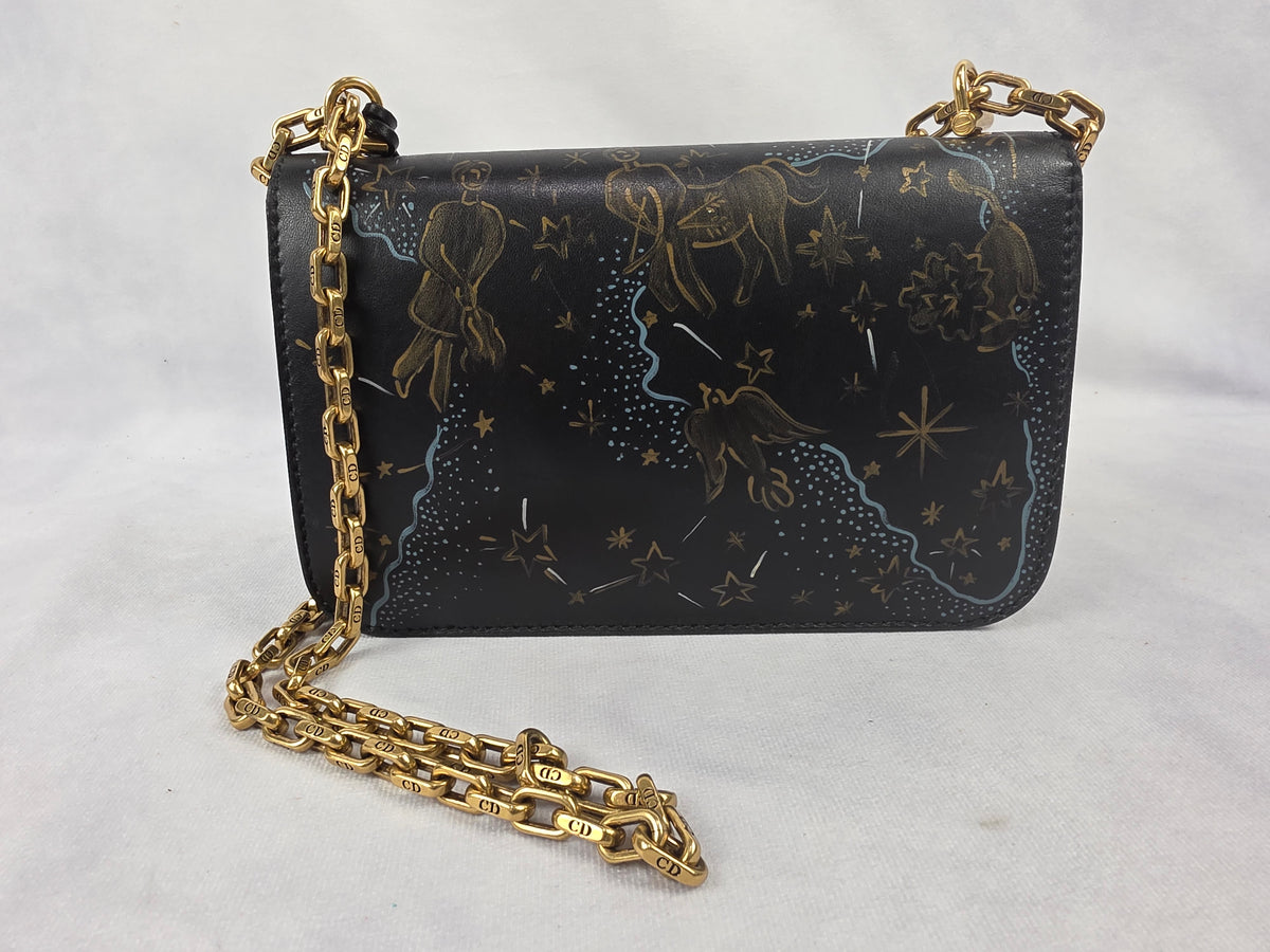 Christian Dior Black Lambskin "Dior In The Sky" Dioraddict Small Flap Bag