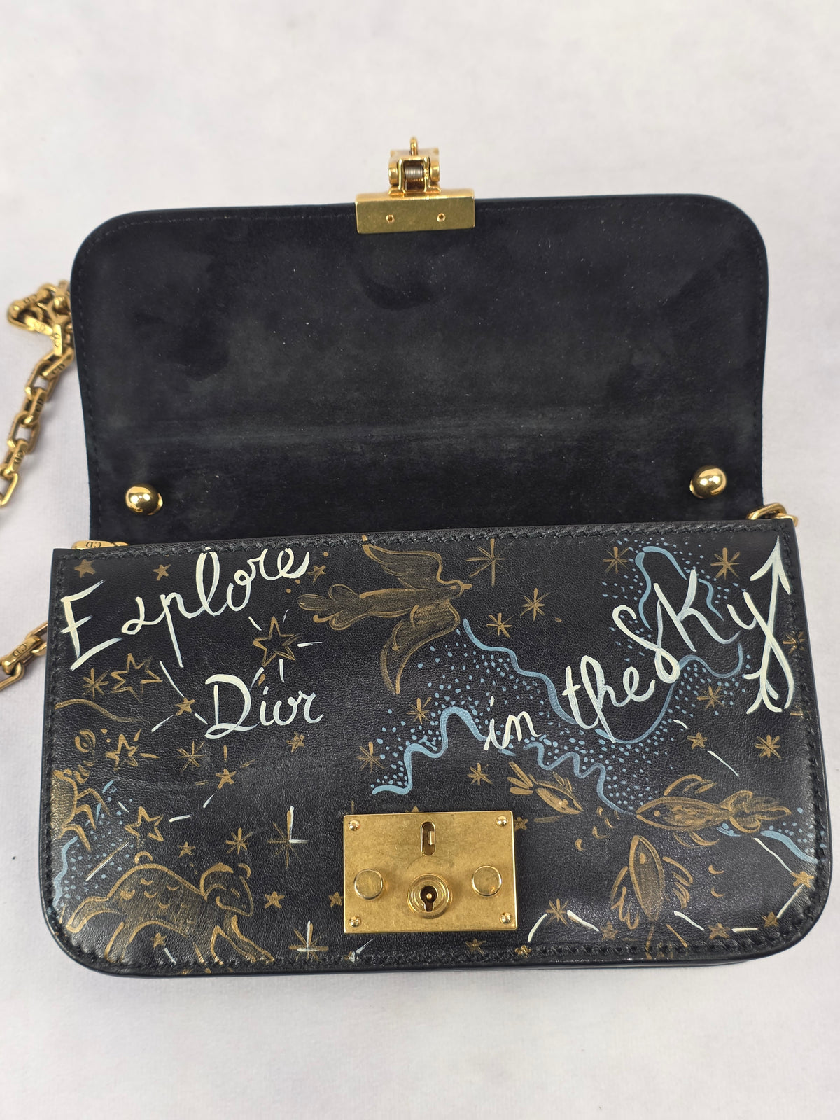 Christian Dior Black Lambskin "Dior In The Sky" Dioraddict Small Flap Bag