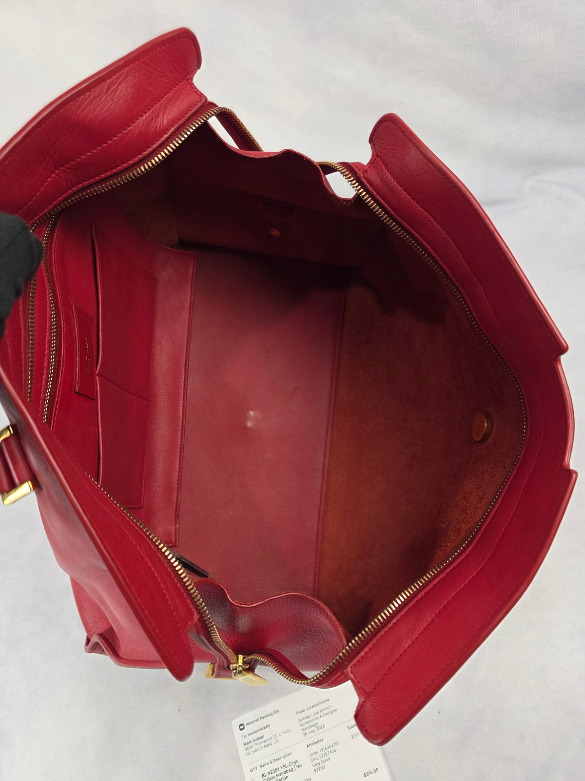 Yves Saint Laurent (YSL) Vintage Cabas ChYc Medium Red Leather Satchel