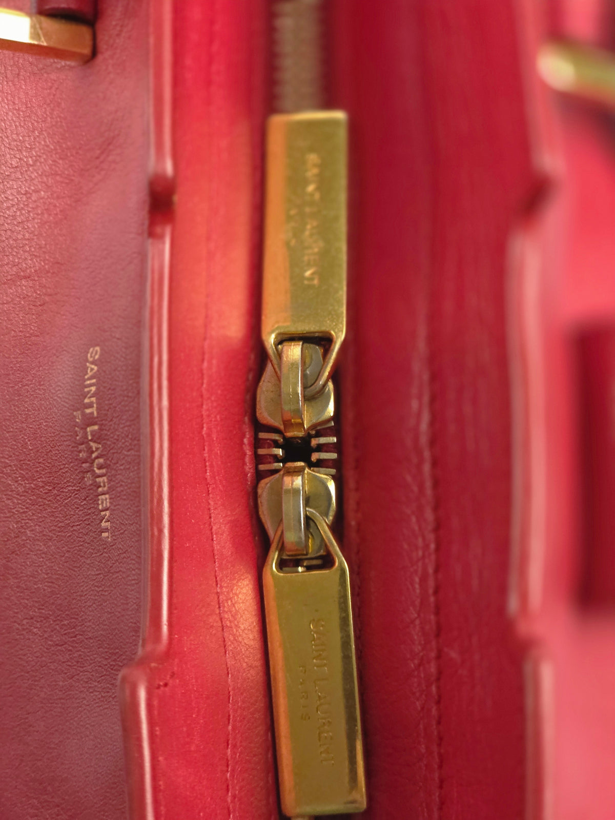 Yves Saint Laurent (YSL) Vintage Cabas ChYc Medium Red Leather Satchel