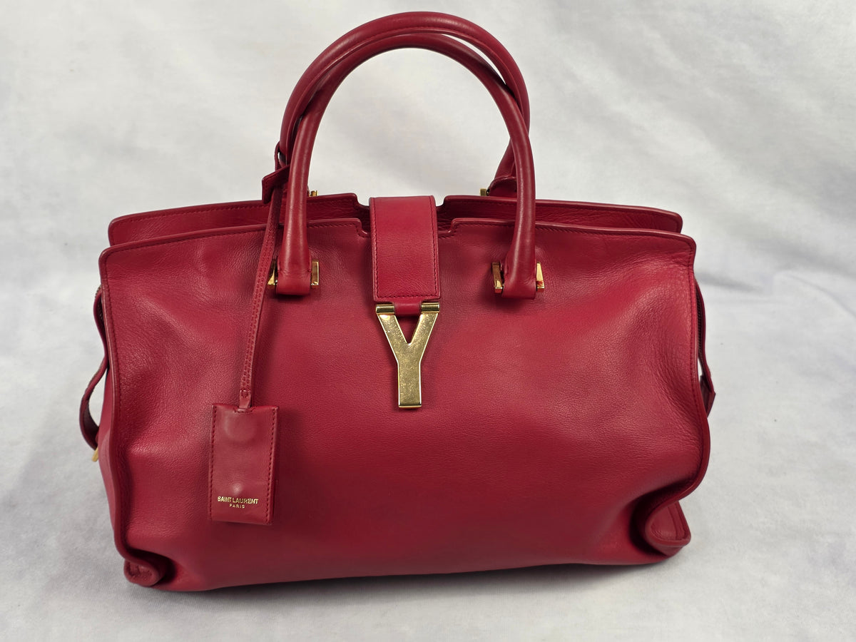 Yves Saint Laurent (YSL) Vintage Cabas ChYc Medium Red Leather Satchel
