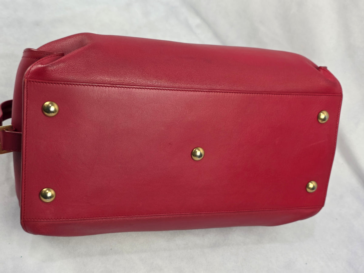 Yves Saint Laurent (YSL) Vintage Cabas ChYc Medium Red Leather Satchel