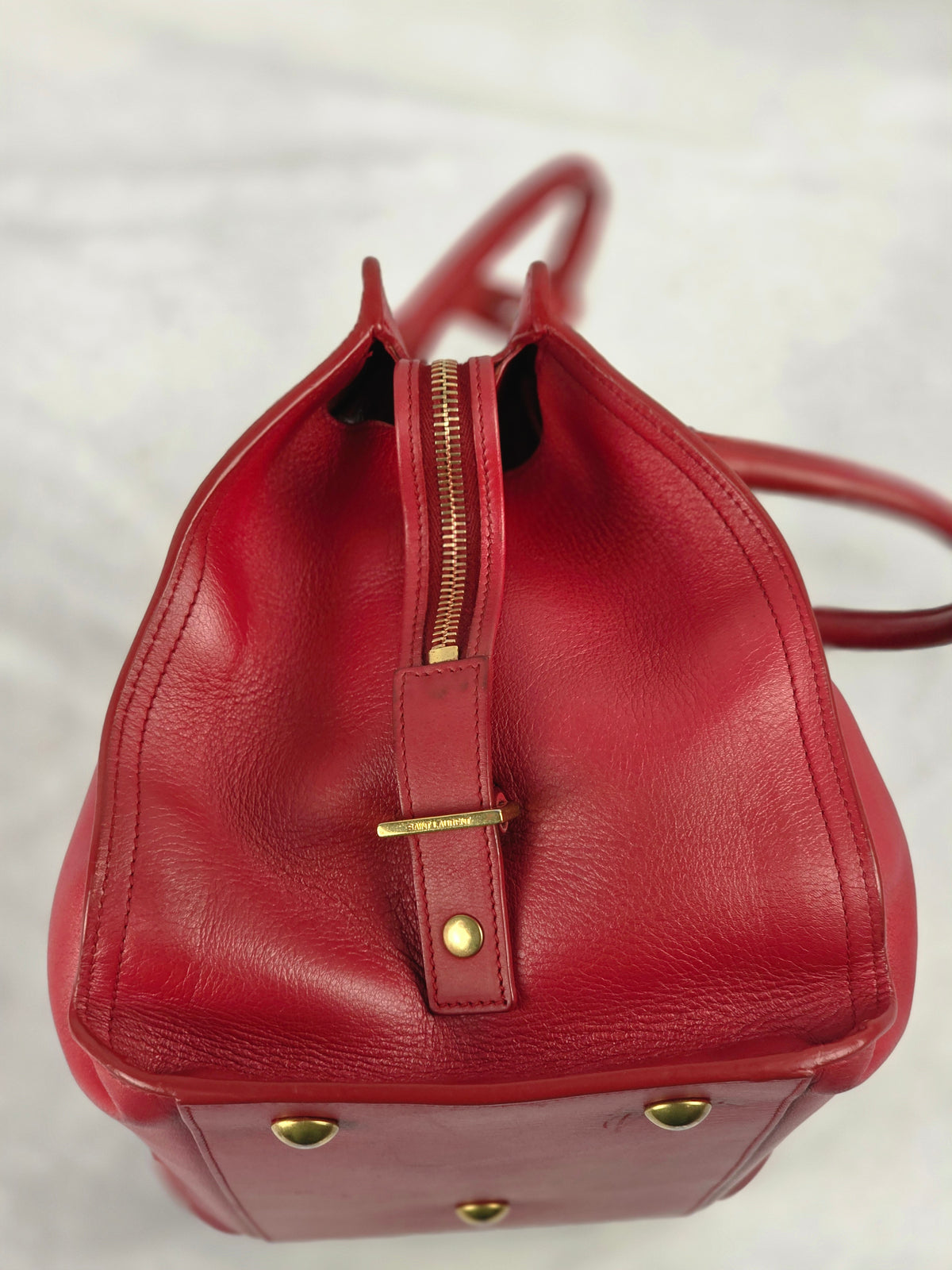 Yves Saint Laurent (YSL) Vintage Cabas ChYc Medium Red Leather Satchel