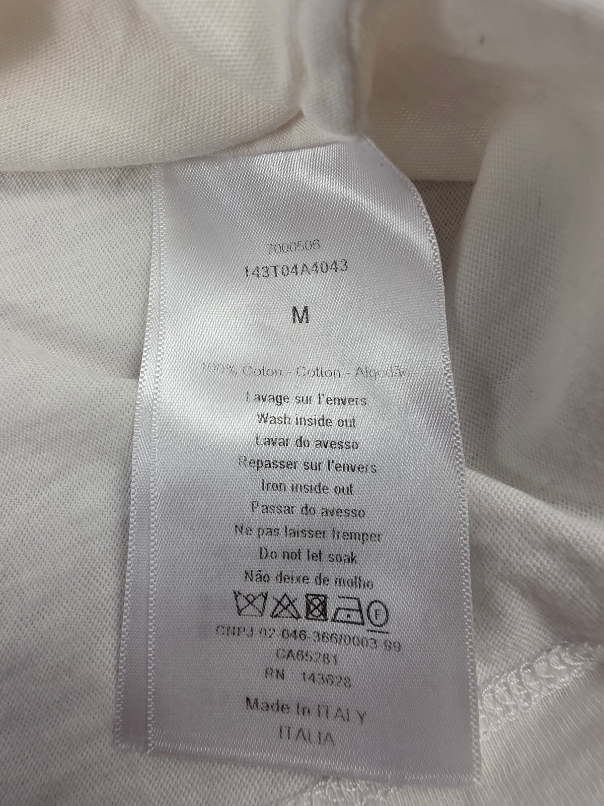 Christian Dior White and Navy Blue Signature Band T-Shirt, Size Medium
