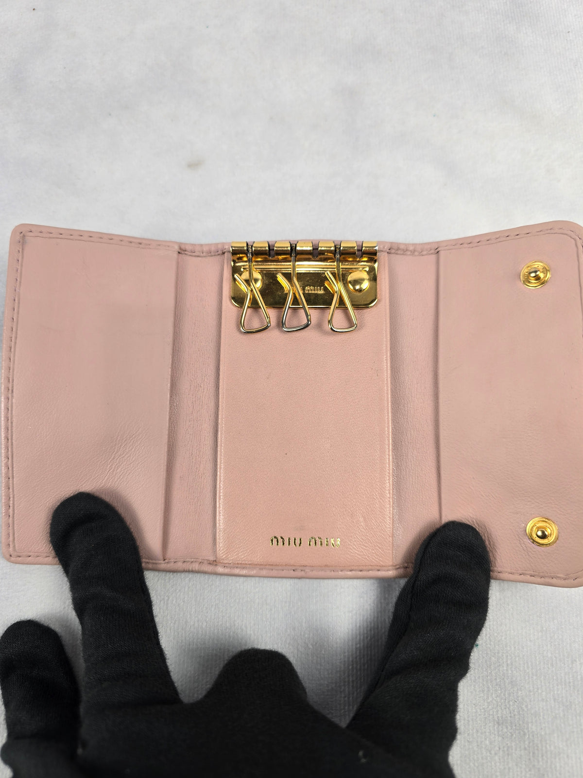 Miu Miu Small Matelasse Quilted Nappa Leather Key Case
