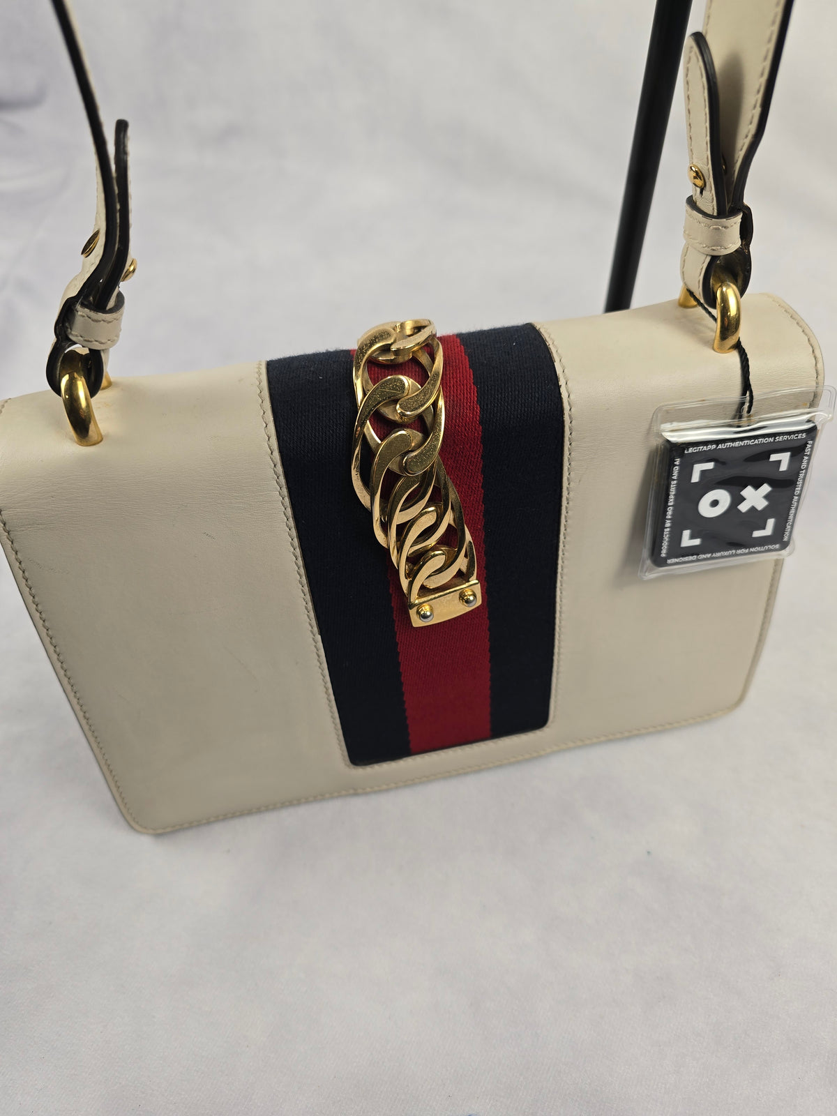 Gucci Medium Sylvie Embroidered White Leather Shoulder Bag
