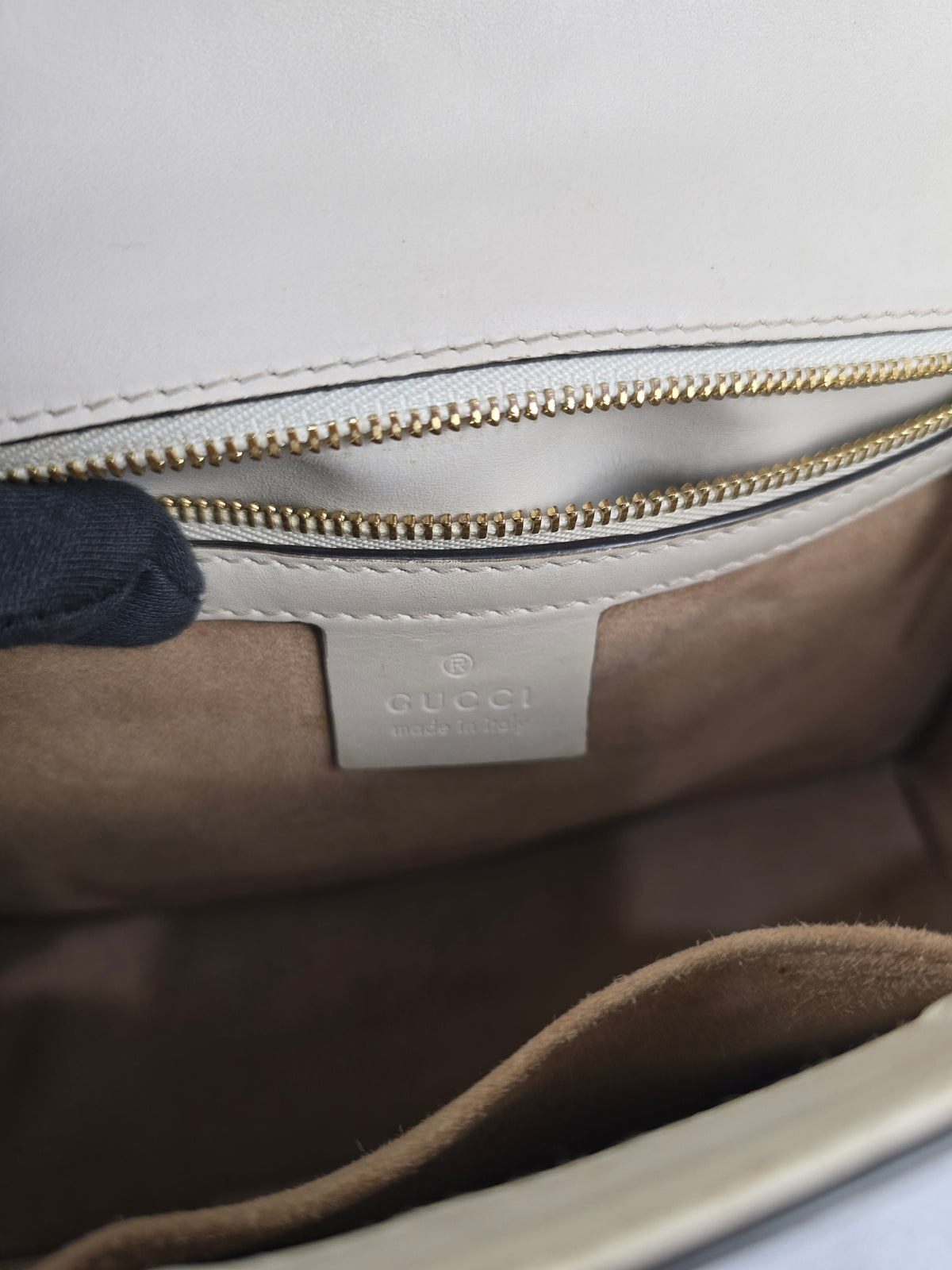 Gucci Medium Sylvie Embroidered White Leather Shoulder Bag