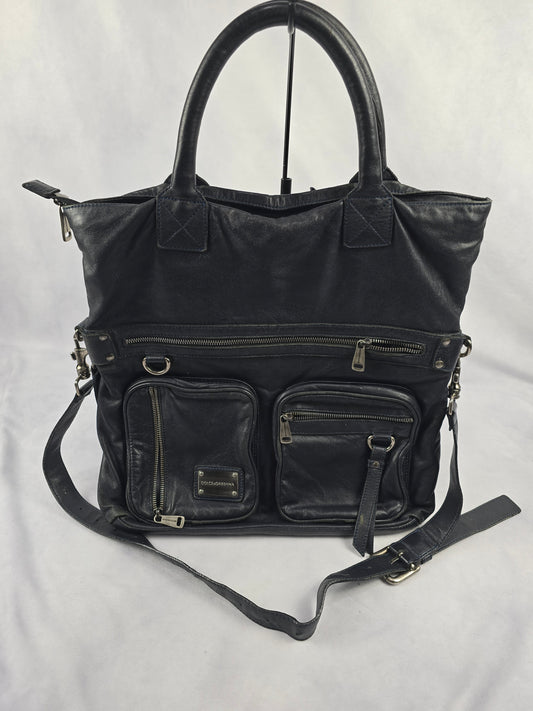 Dolce and Gabbana Vintage Multi-Pocket Leather Tote