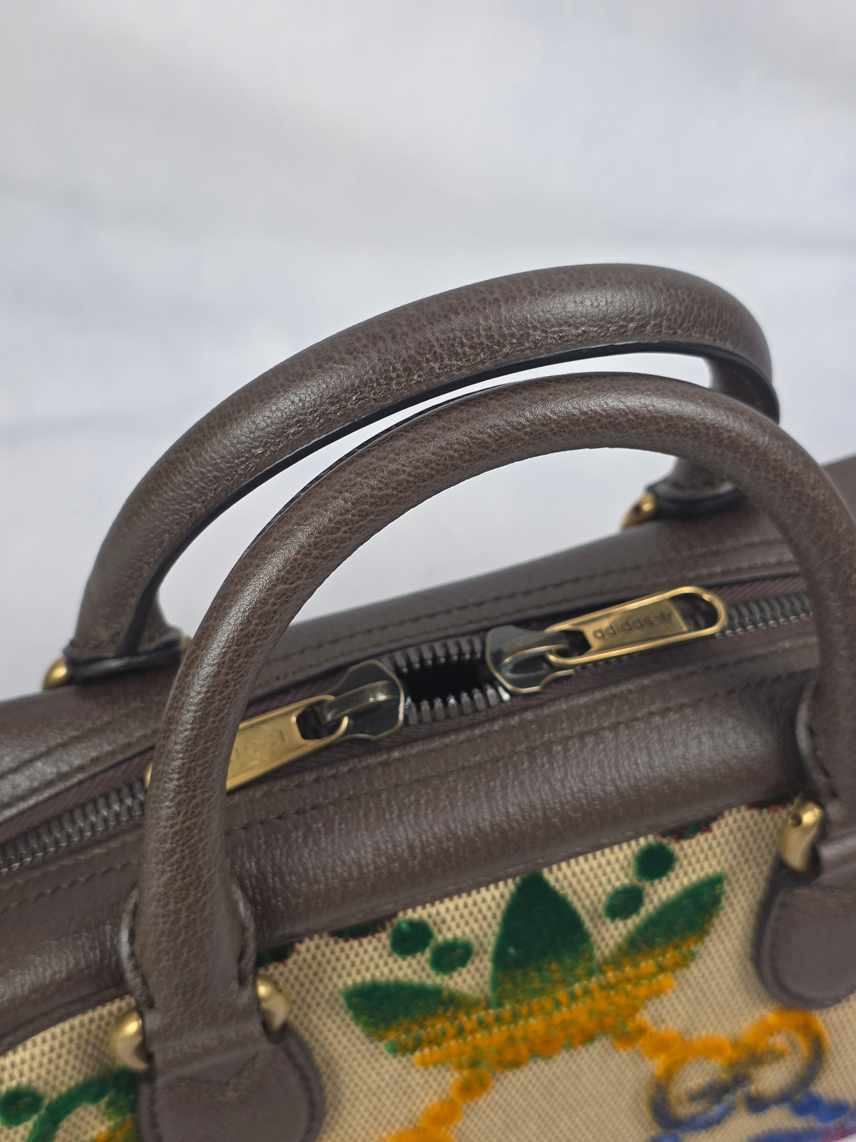 Gucci x adidas Web GG Monogram Trefoil Canvas Medium Bowling Bag