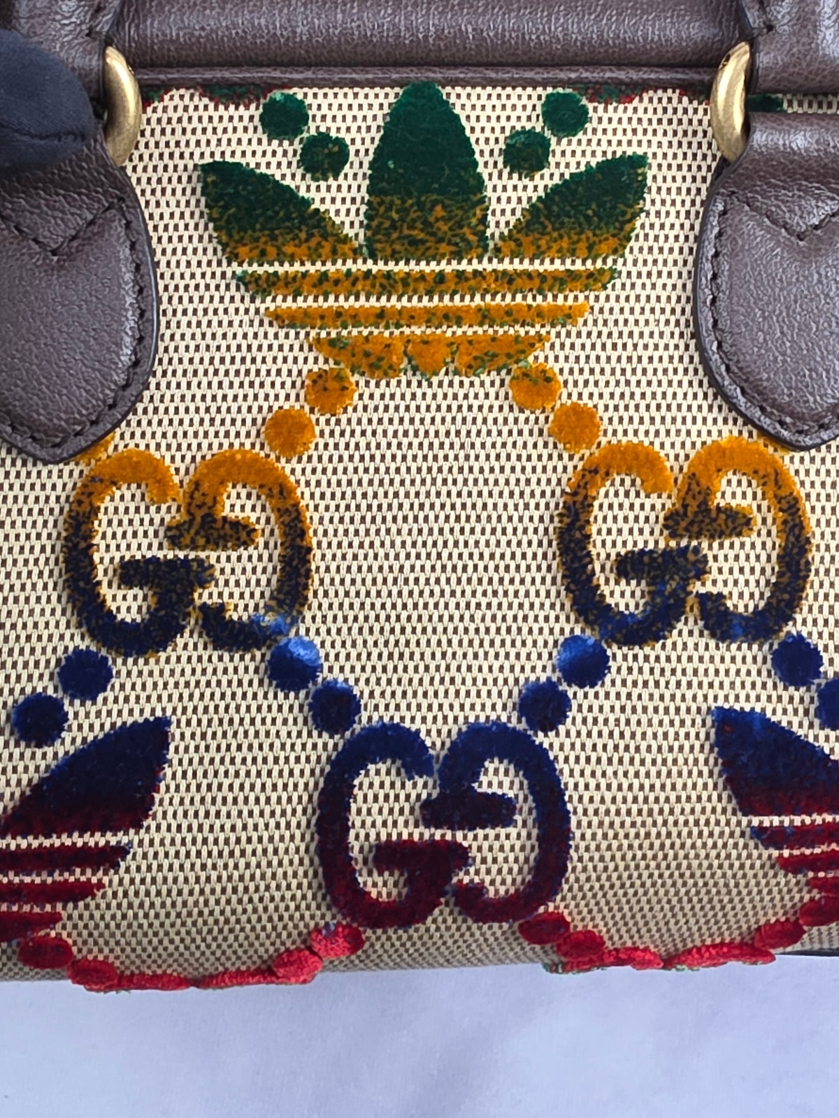 Gucci x adidas Web GG Monogram Trefoil Canvas Medium Bowling Bag
