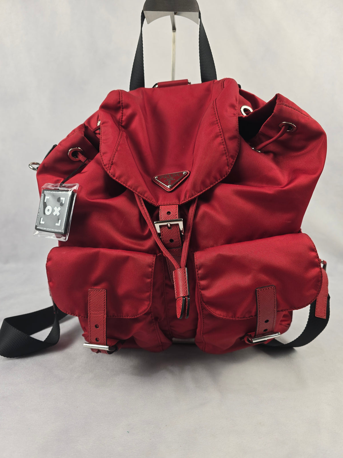 Prada Tessuto Nylon Drawstring Buckle Backpack in Red