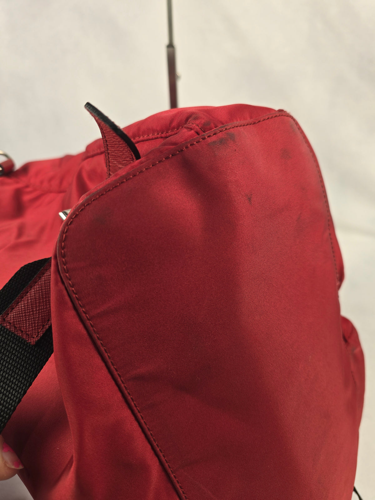 Prada Tessuto Nylon Drawstring Buckle Backpack in Red
