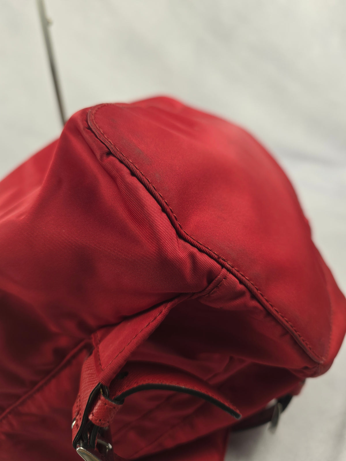 Prada Tessuto Nylon Drawstring Buckle Backpack in Red