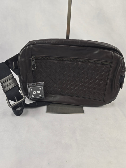 Bottega Venetta Unisex Dark Brown Calfskin Belt /Sling Bag