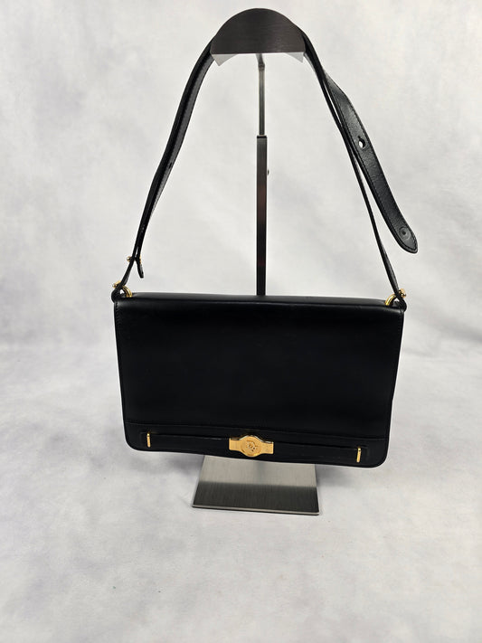Christian Dior Vintage Black Leather Box Bag
