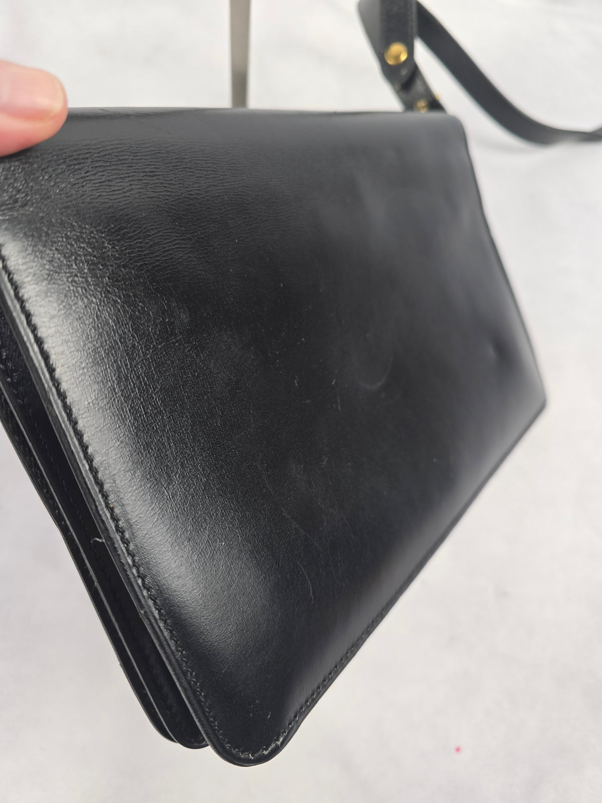 Christian Dior Vintage Black Leather Box Bag