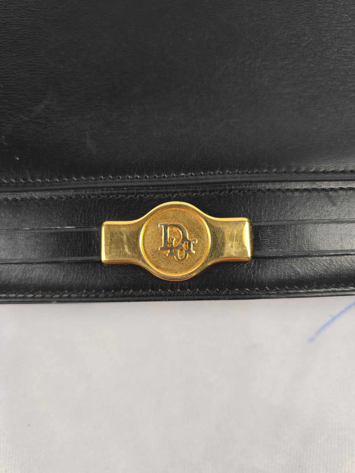 Christian Dior Vintage Black Leather Box Bag