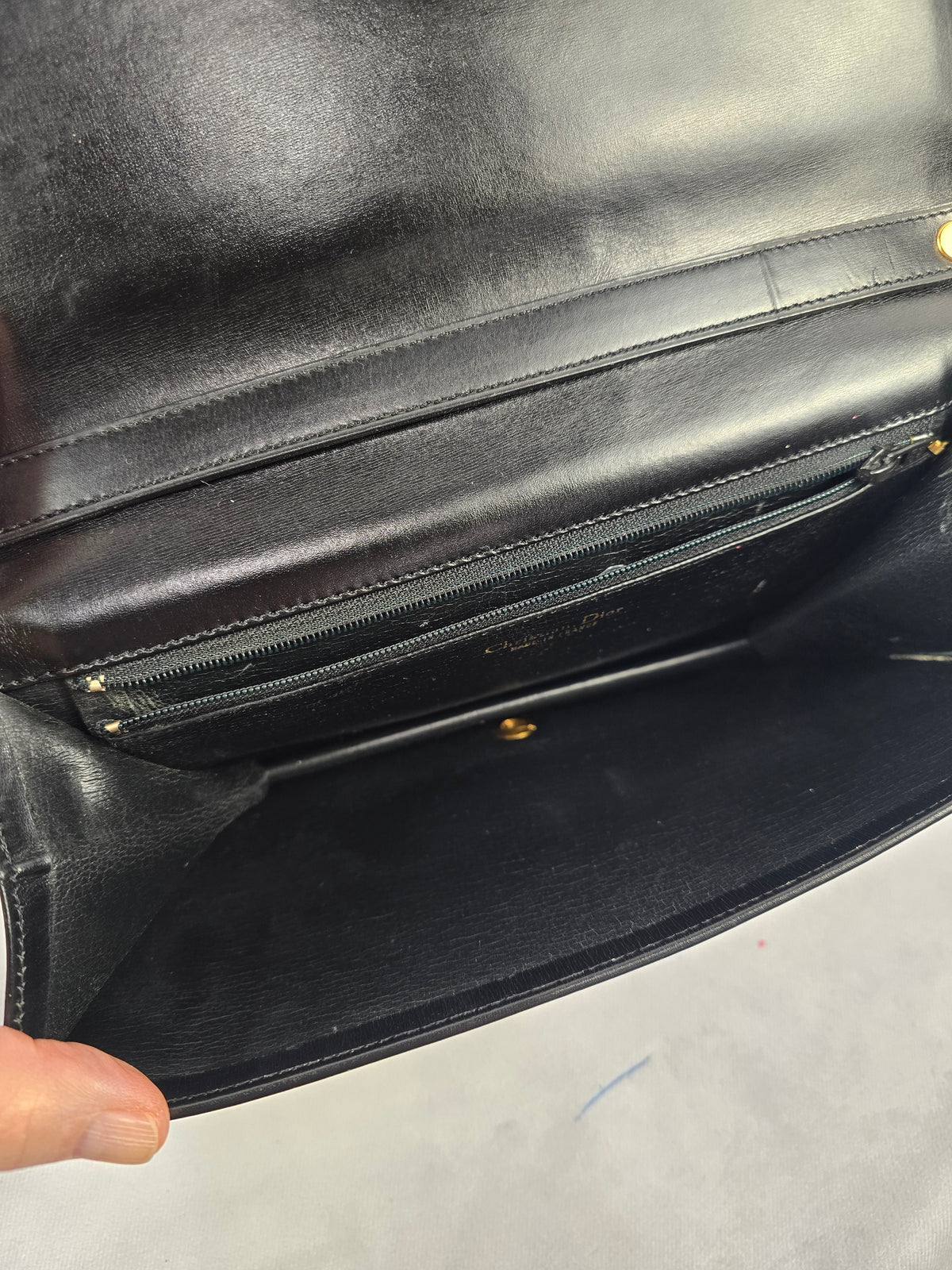 Christian Dior Vintage Black Leather Box Bag