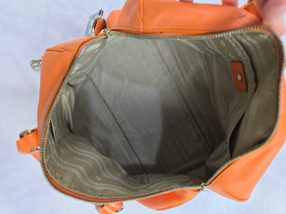 Versace Palazzo Leather Two-Way Bag in Orange