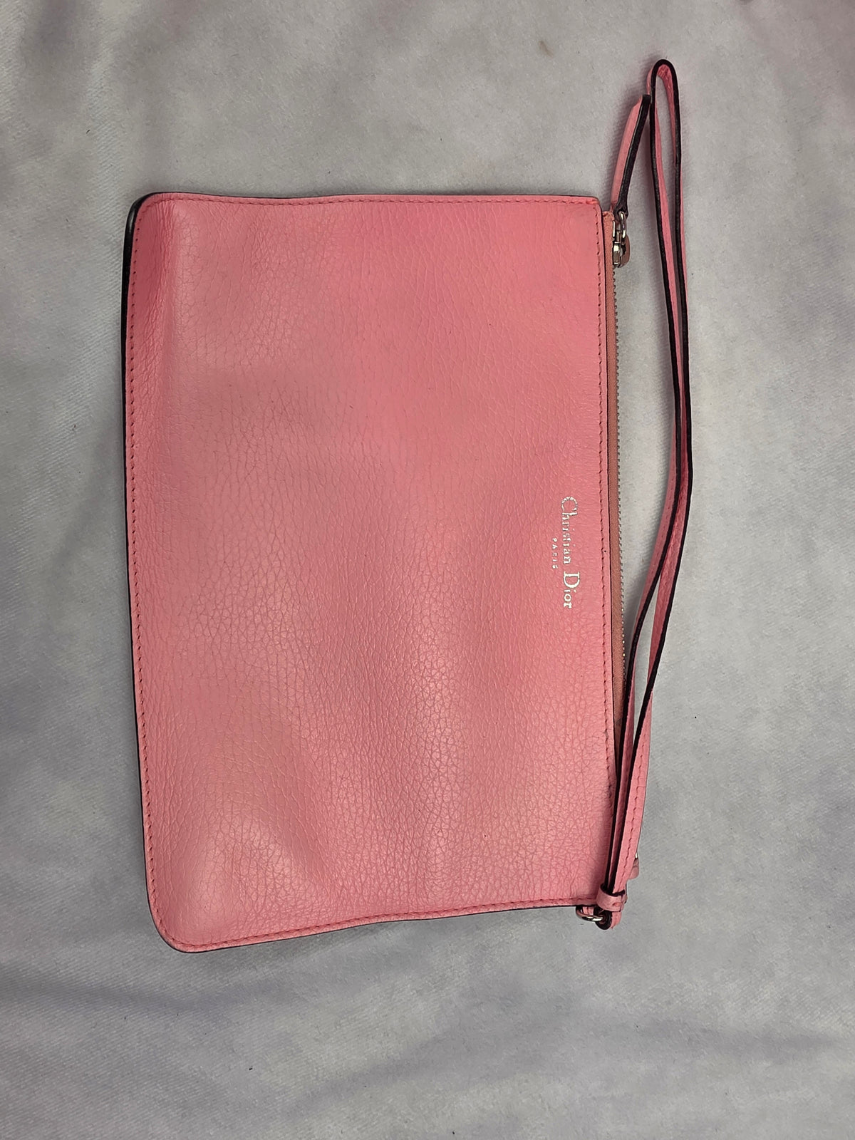 Christian Dior Pink Grained Calfskin Medium Diorissimo Tote Bag with Pouch
