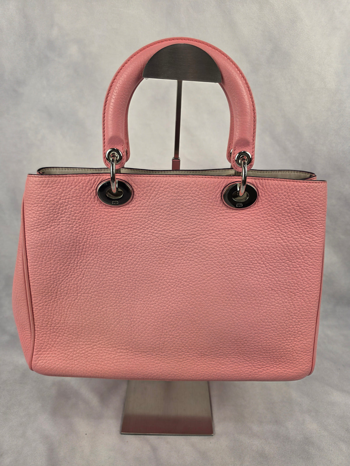 Christian Dior Pink Grained Calfskin Medium Diorissimo Tote Bag with Pouch