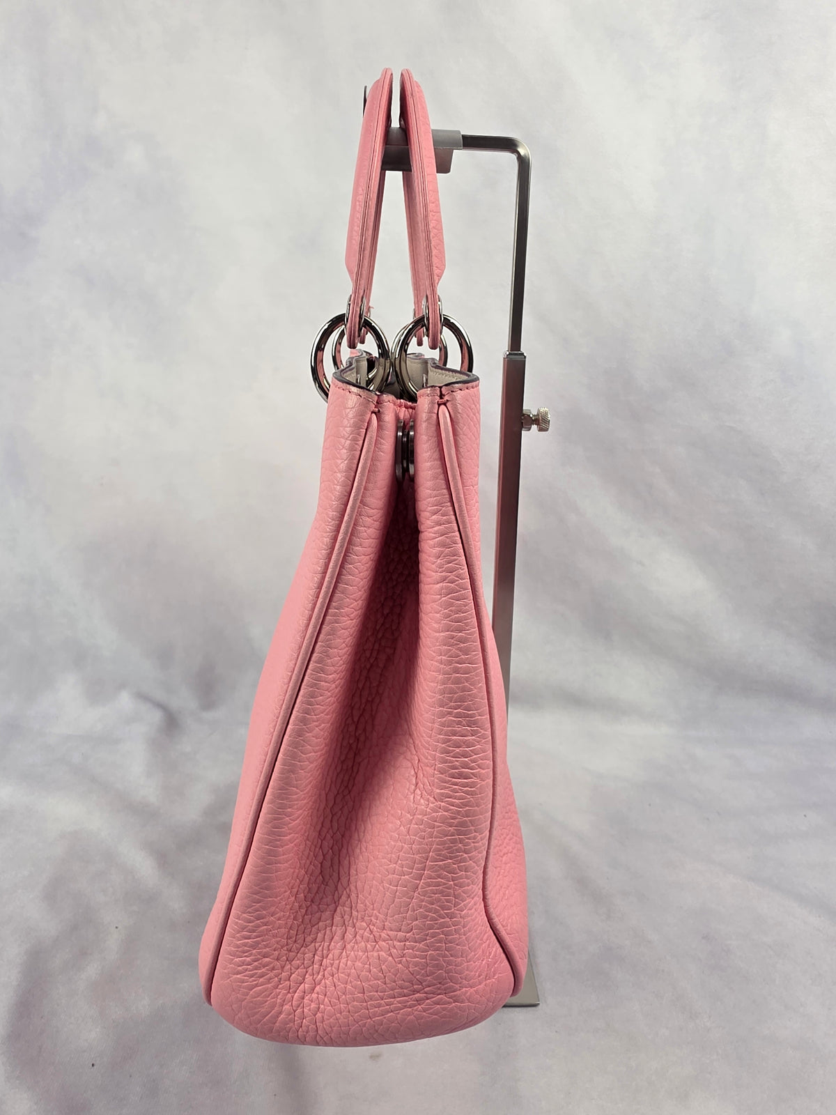 Christian Dior Pink Grained Calfskin Medium Diorissimo Tote Bag with Pouch