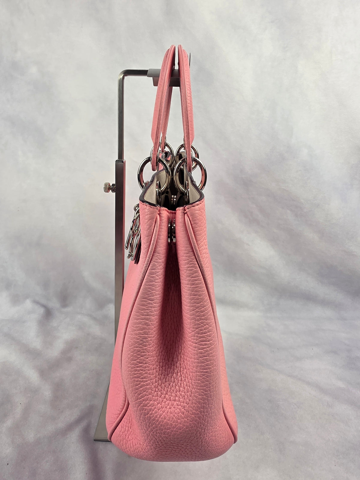 Christian Dior Pink Grained Calfskin Medium Diorissimo Tote Bag with Pouch