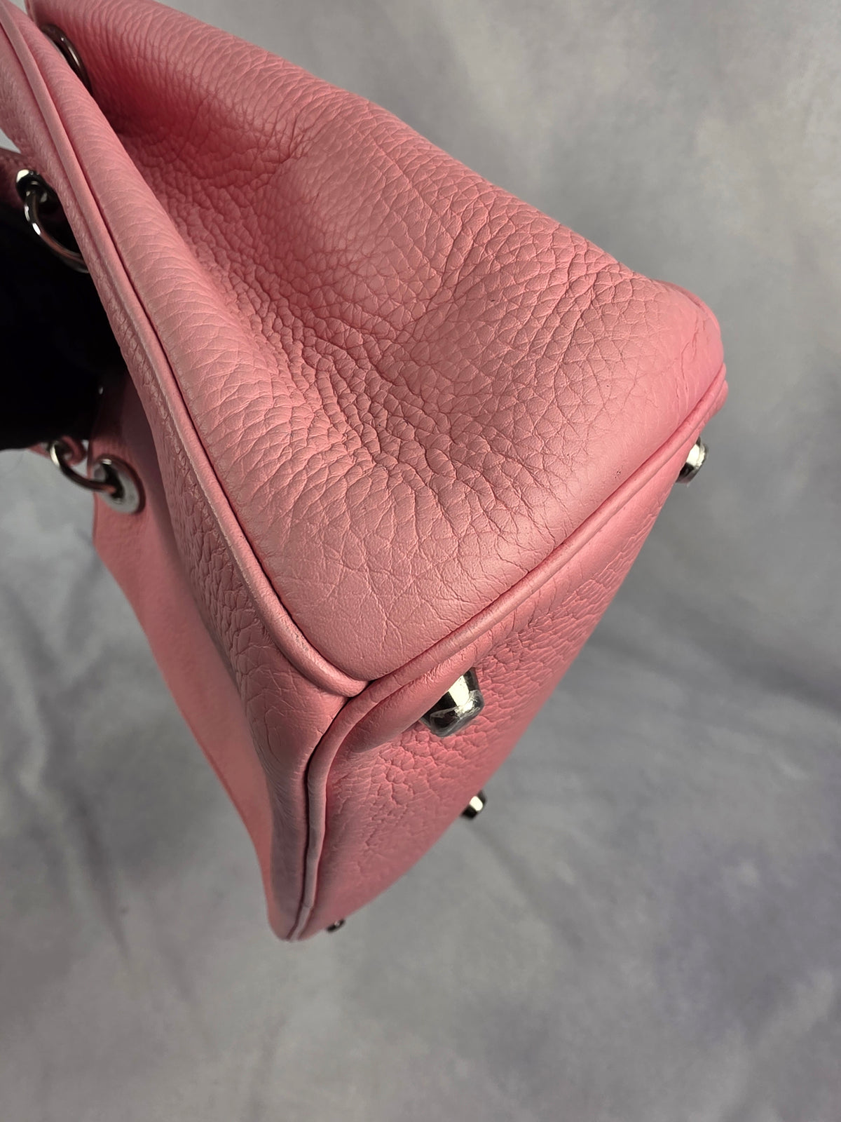 Christian Dior Pink Grained Calfskin Medium Diorissimo Tote Bag with Pouch