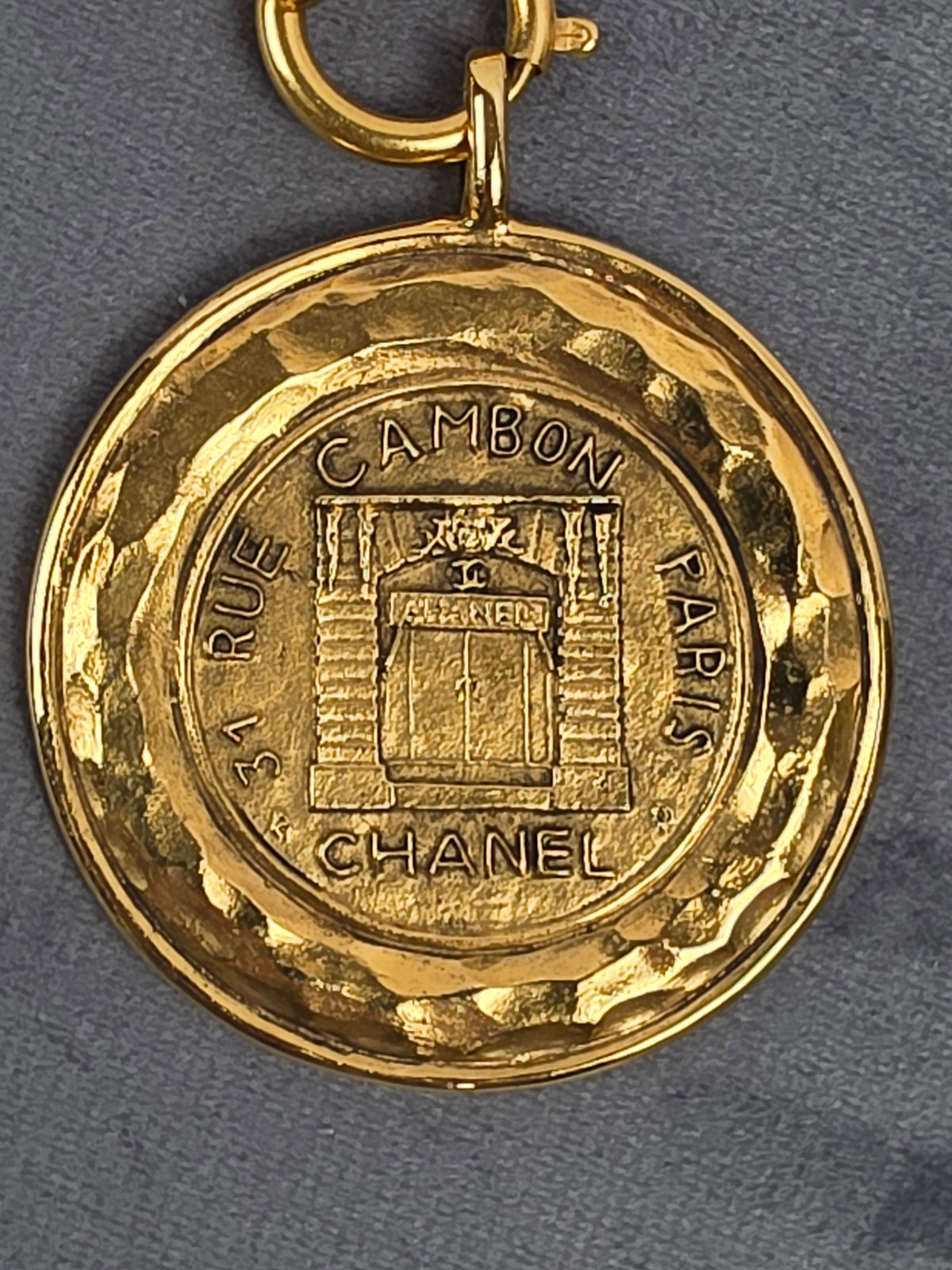 Vintage Chanel Gold-Plated 31 Rue Cambon Medallion Pendant Necklace