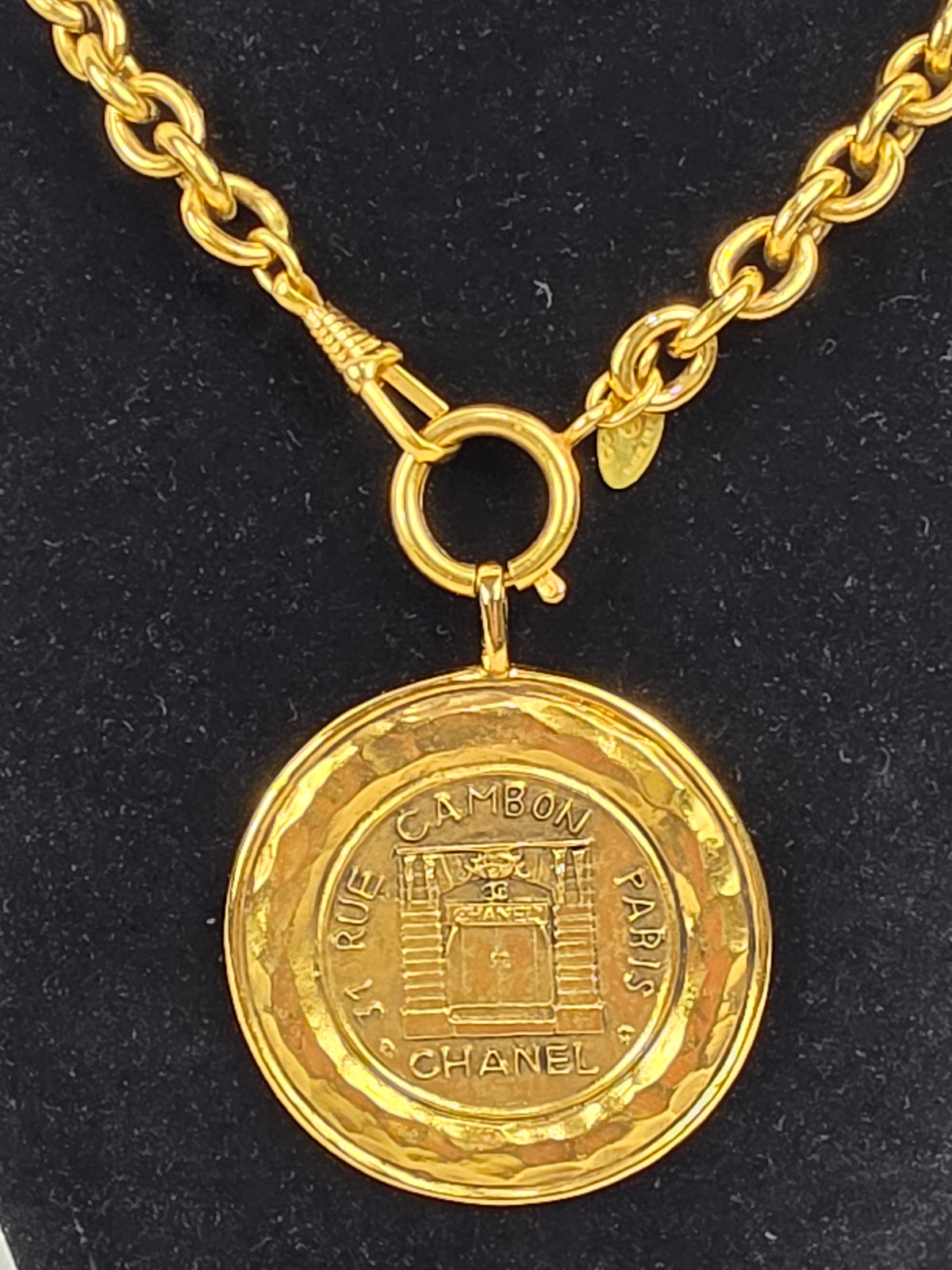 Vintage Chanel Gold-Plated 31 Rue Cambon Medallion Pendant Necklace