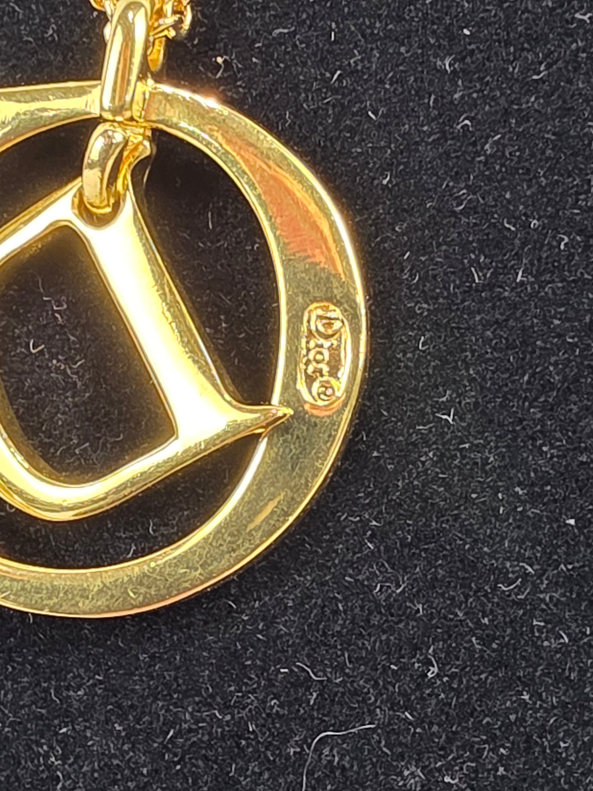 Vintage Christian Dior Gold-Plated Interlocking "CD" Logo Pendant Necklace