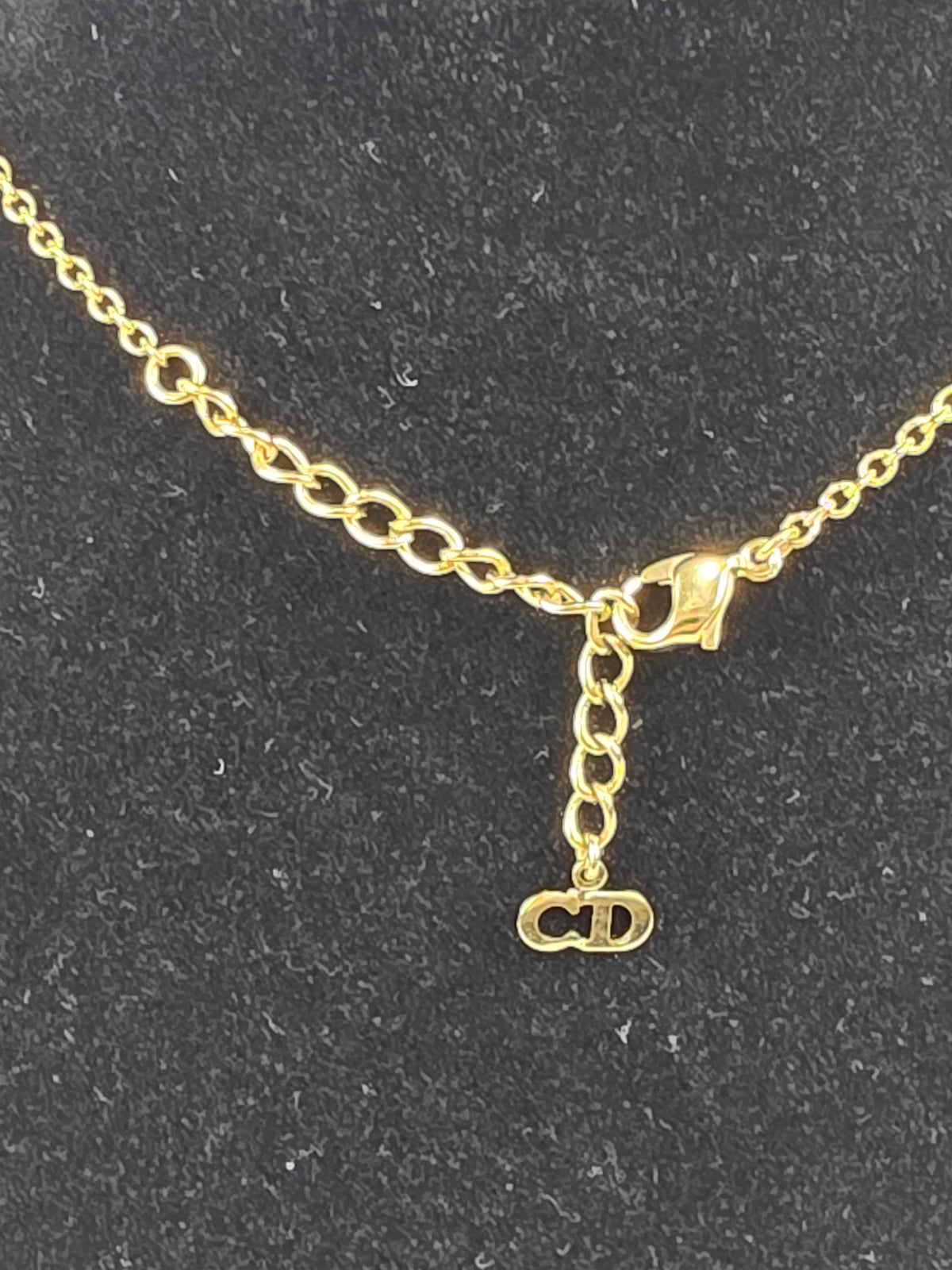 Vintage Christian Dior Gold-Plated Interlocking "CD" Logo Pendant Necklace