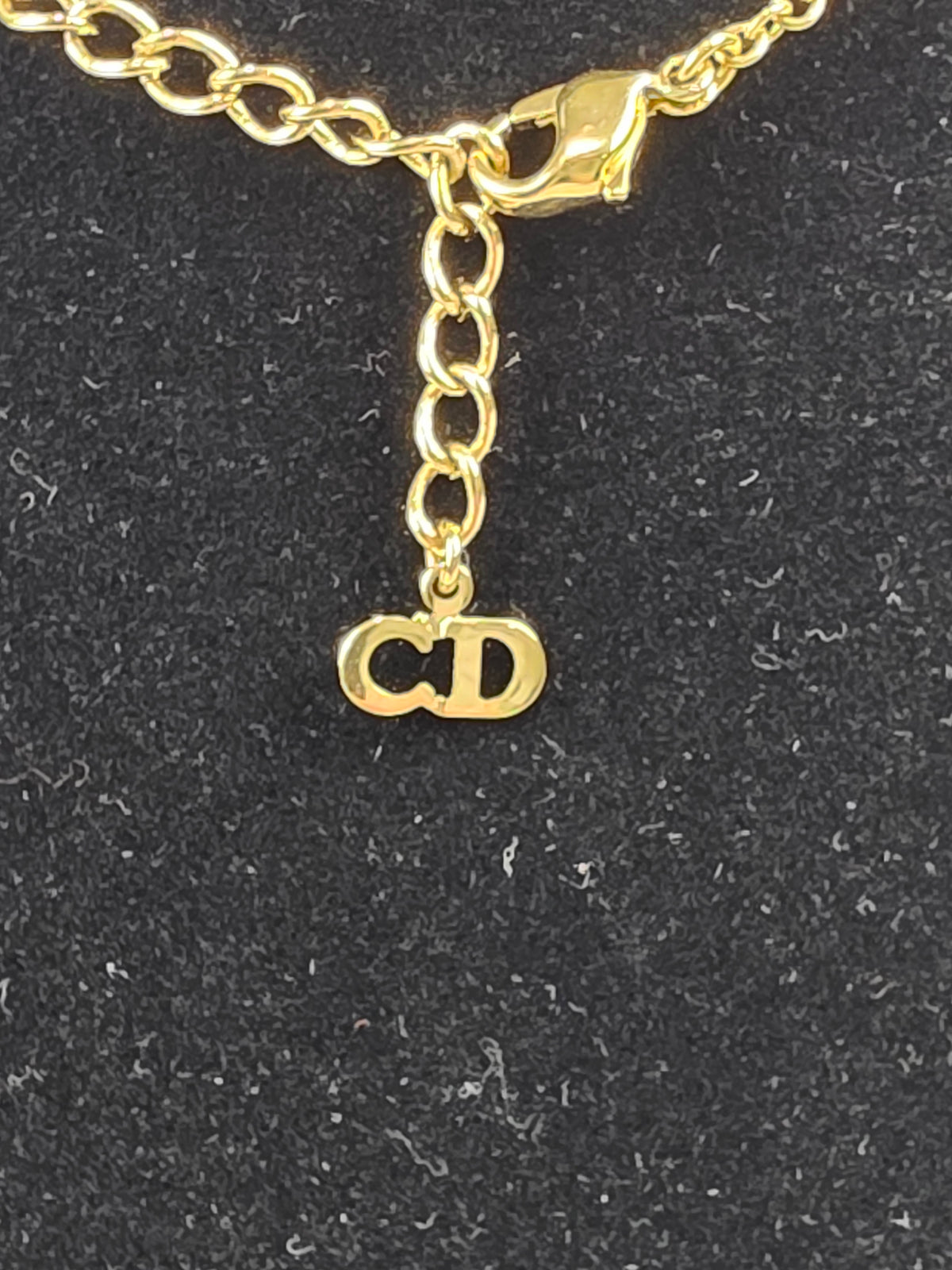 Vintage Christian Dior Gold-Plated Interlocking "CD" Logo Pendant Necklace