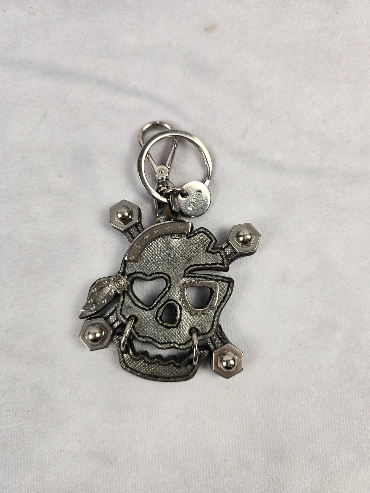 Prada Vintage Saffiano Leather Skull Bag Charm/Key Chain