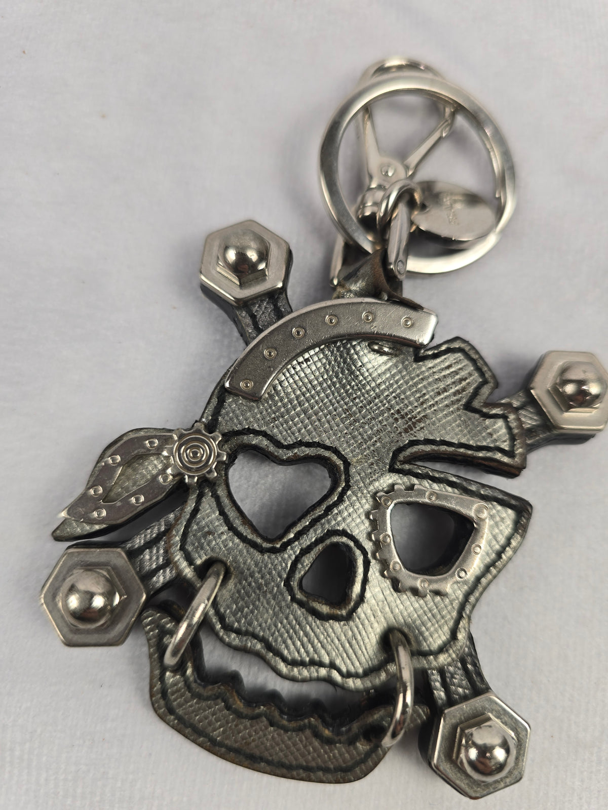Prada Vintage Saffiano Leather Skull Bag Charm/Key Chain