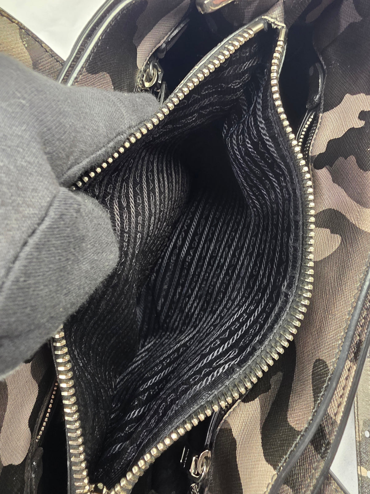 Prada Marmo Camouflage Print Saffiano Soft Leather Tote Bag