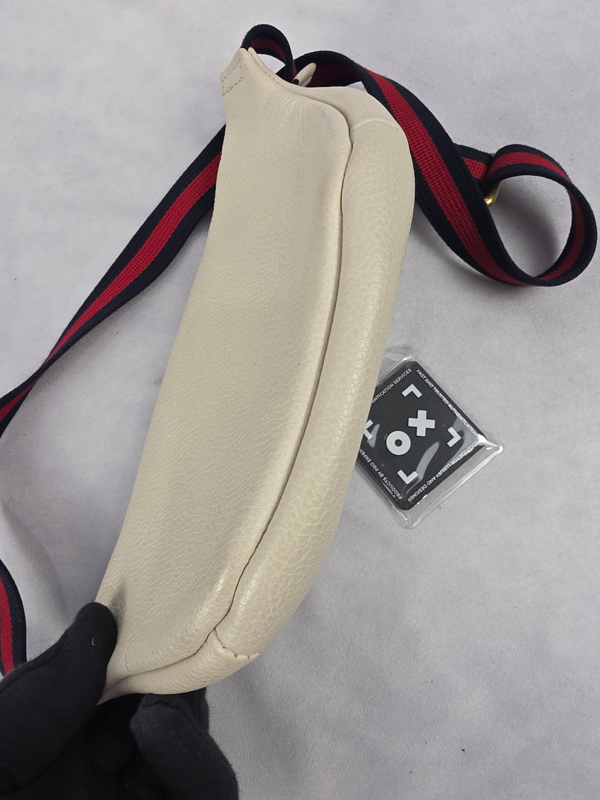 Gucci Off-White Print Leather Small Belt Bag with Vintage Logo