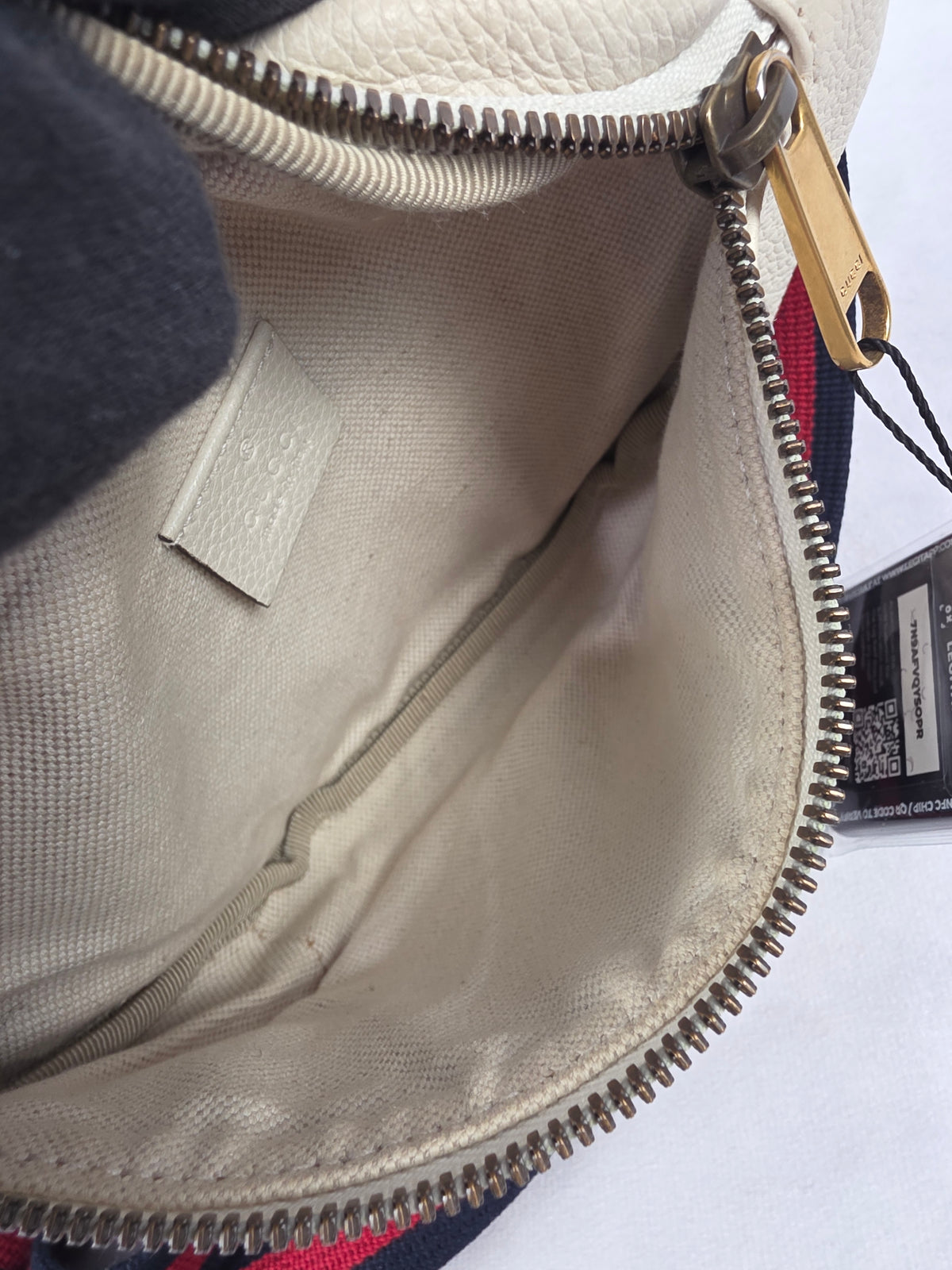 Gucci Off-White Print Leather Small Belt Bag with Vintage Logo