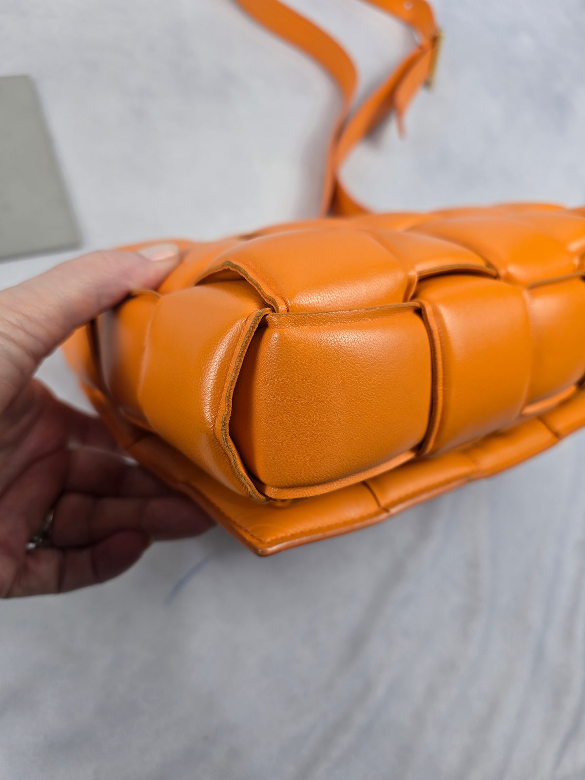 Bottega Veneta Padded Cassette Shoulder Bag in Bright Orange