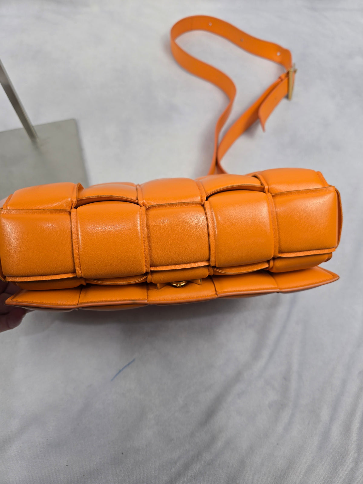 Bottega Veneta Padded Cassette Shoulder Bag in Bright Orange