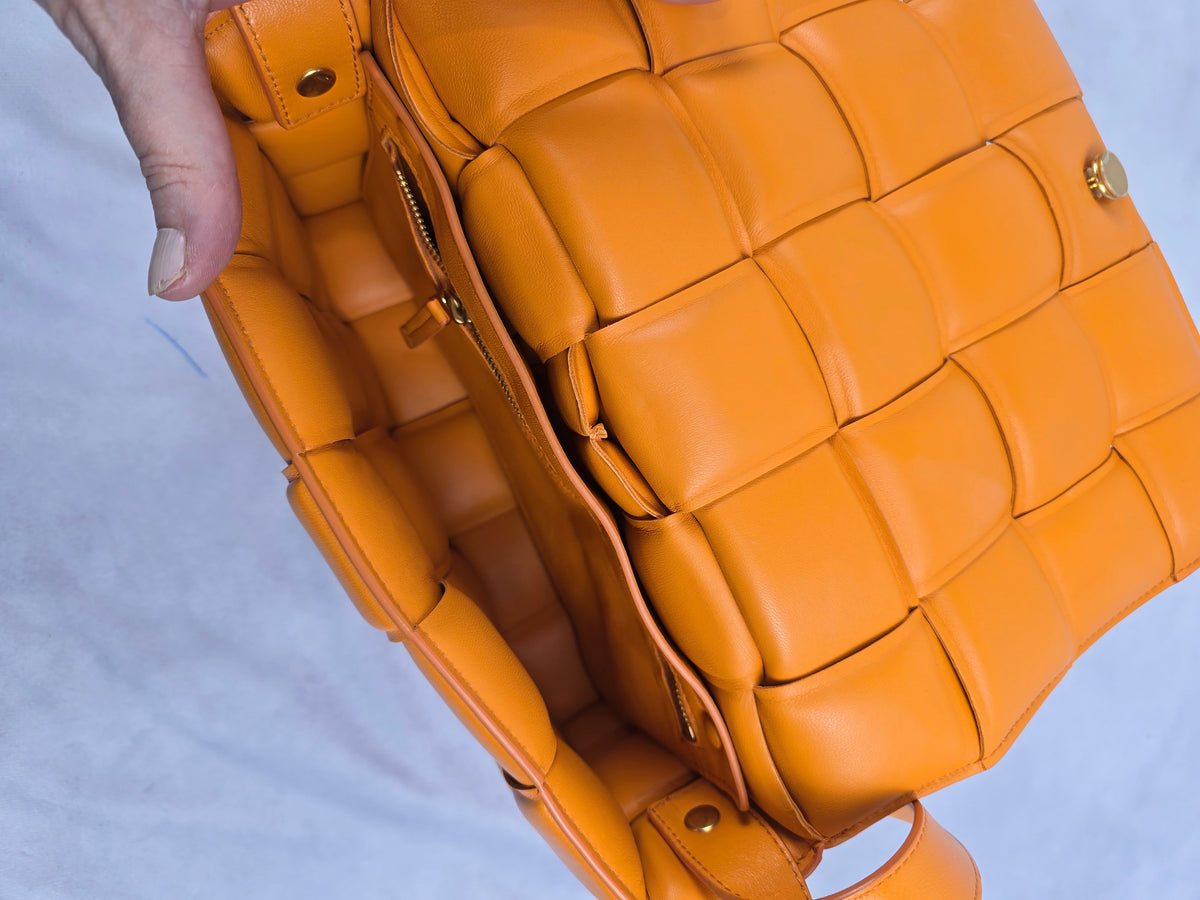 Bottega Veneta Padded Cassette Shoulder Bag in Bright Orange