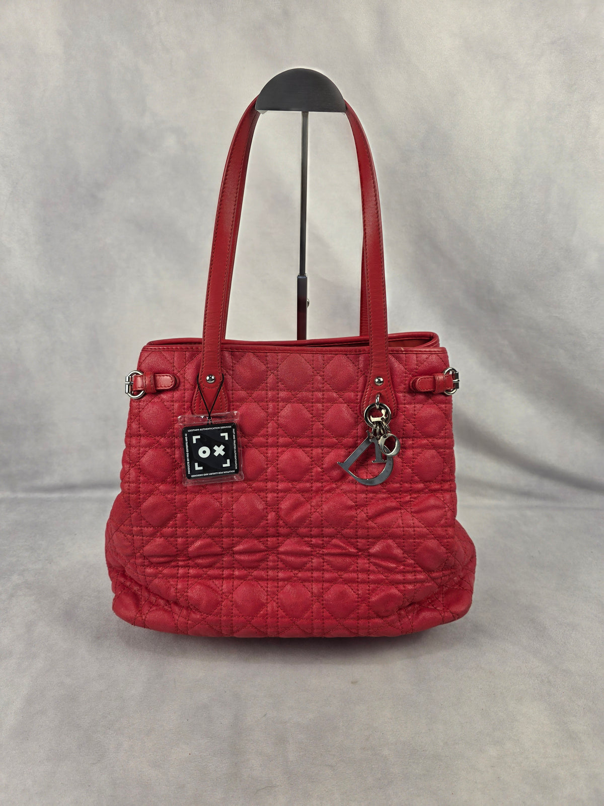 Christian Dior Red Cannage Coated Canvas Medium Panarea Tote Bag