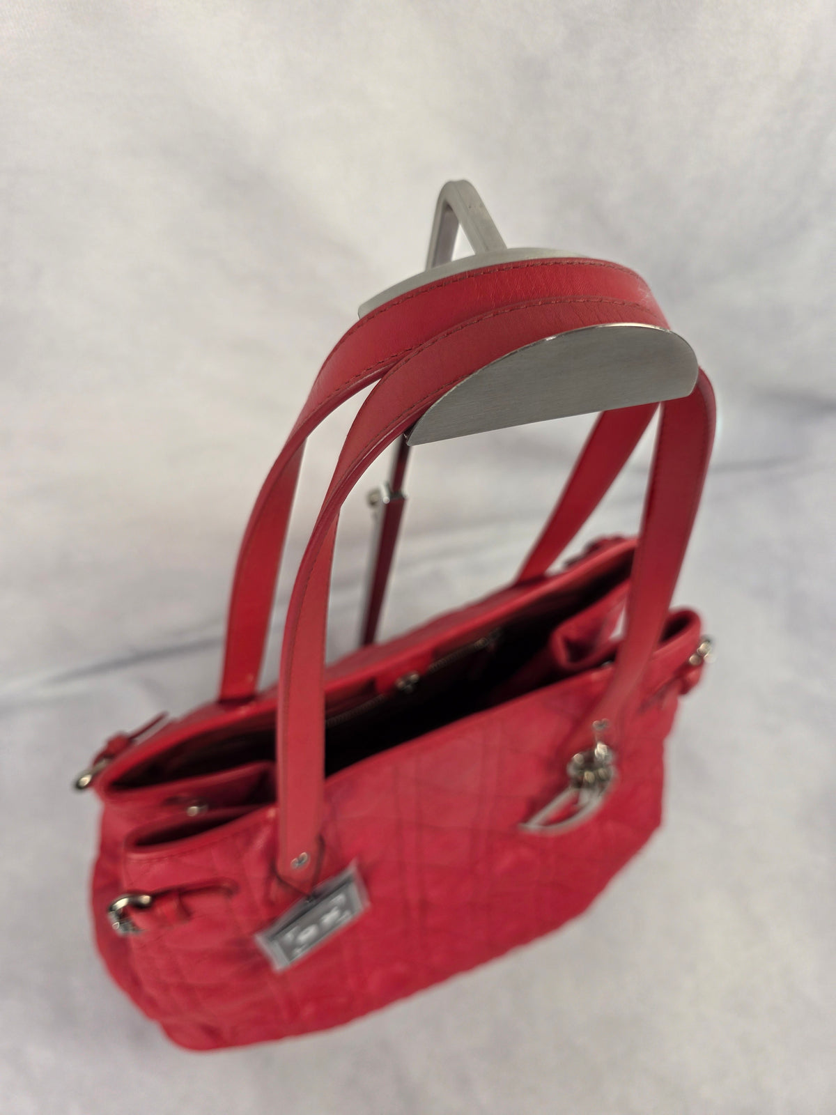 Christian Dior Red Cannage Coated Canvas Medium Panarea Tote Bag
